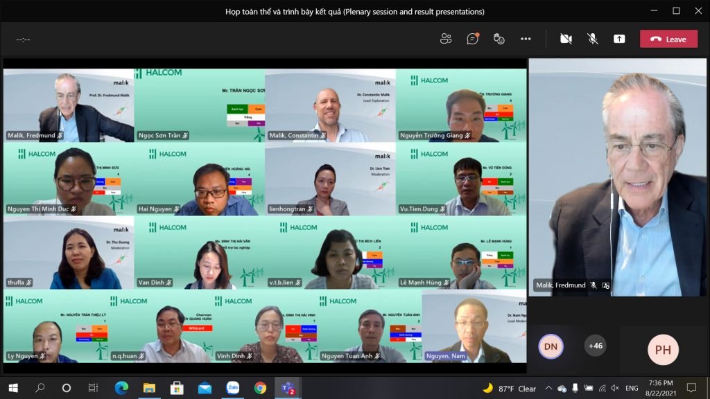 Giáo Sư Fredmund Malik phát biểu trong buổi Bế mạc Phiên Đồng hợp online xây dựng chiến lược phát triển cho Tập đoàn Halcom 